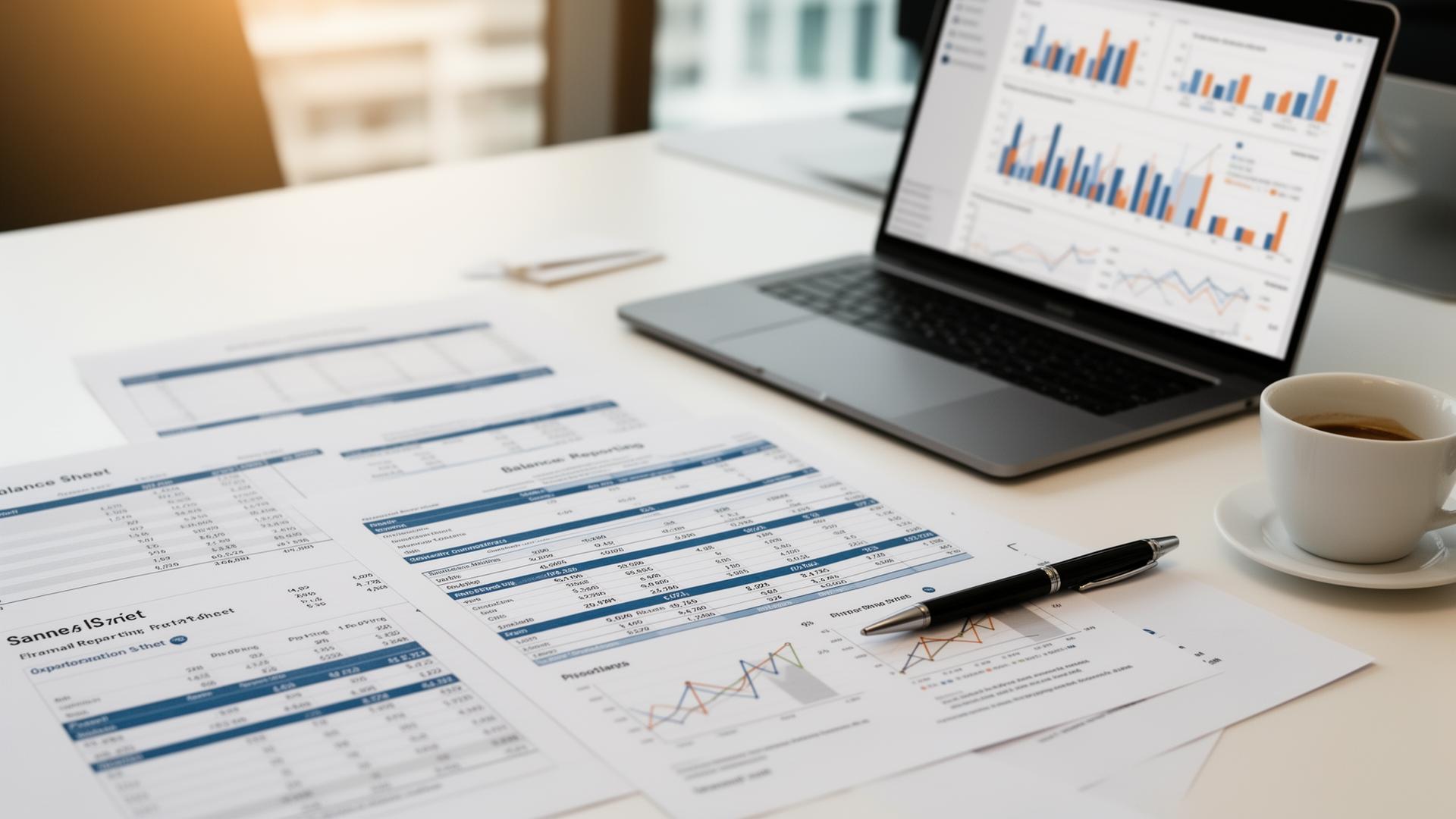 Financial reports and balance sheets on a Brisbane accountant's desk